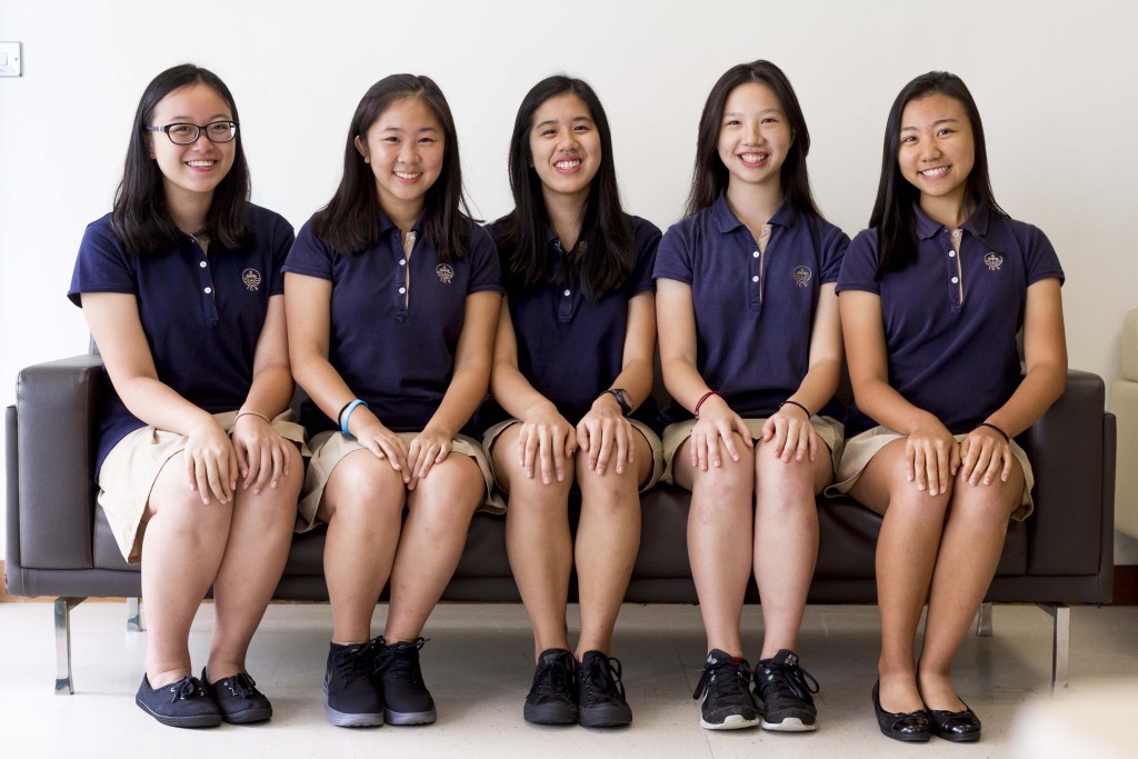 From left to right: Rachel Tam, Jasmine Yu, Michelle Wong, Adrienne Lee, Shanice Lam